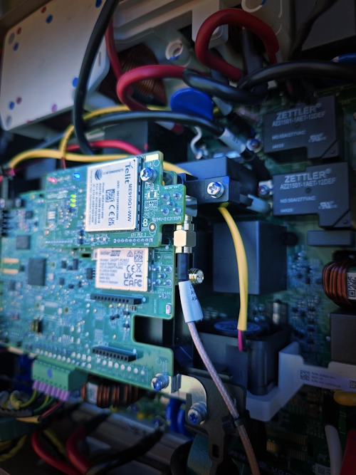 Monitoring 3 Showing internal components of a Solaredge brand inverter