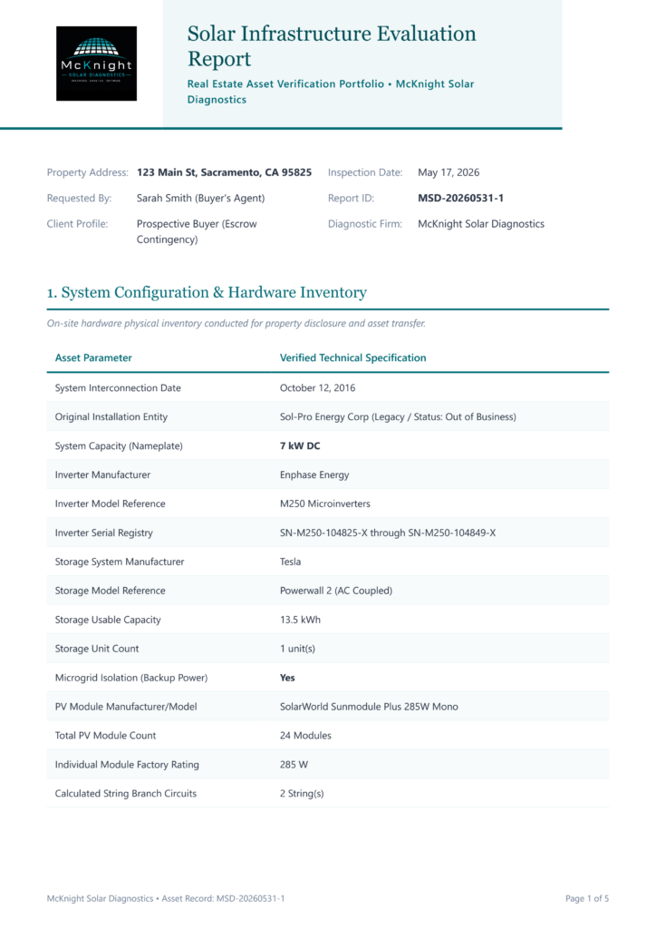 sample solar inspection report 1 1 | McKnight Solar Diagnostics | Expert Diagnostics. Reliable Solar & Battery Repair.
